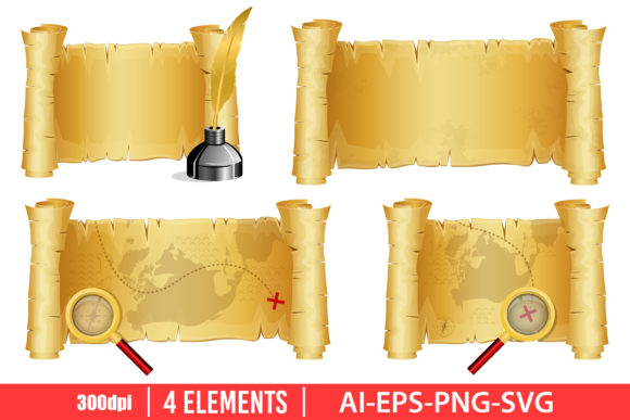 Download Old Paper Scroll Clipart Set - Art Collection