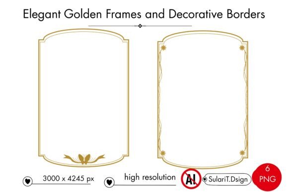 Download Elegant Golden Frames and Vintage Border - Golden Collection