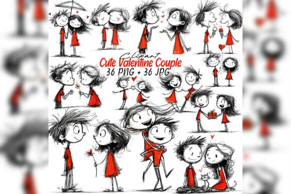 Download Whimsical Valentine Couple Clipart Love - Art Collection